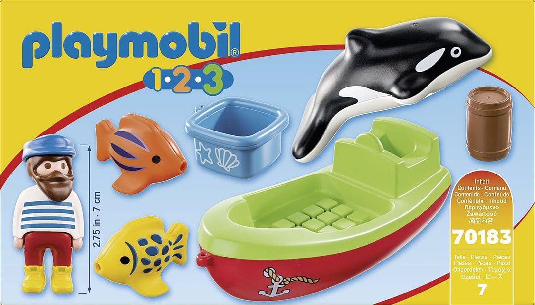 Playmobil 70183 1.2.3 Pescador con Barco para Niños 18 meses