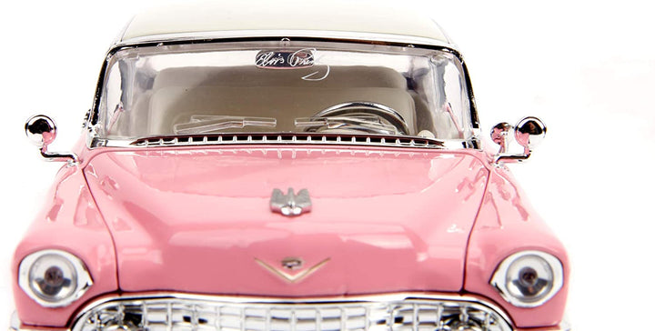 Jada Toys Elvis Presley Cadillac Fleetwood 1955, Druckguss im Maßstab 1:24, Türen zum Öffnen, Kofferraum und Motorhaube, inklusive Elvis-Figur, Pink