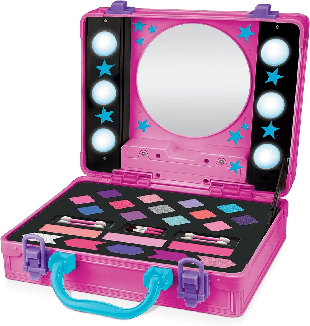 Shimmer and Sparkle 17362 Shimmer N Sparkle Light up Beauty Pink case for Children with Hollywood Style Lights Real Washable Make up for Kids