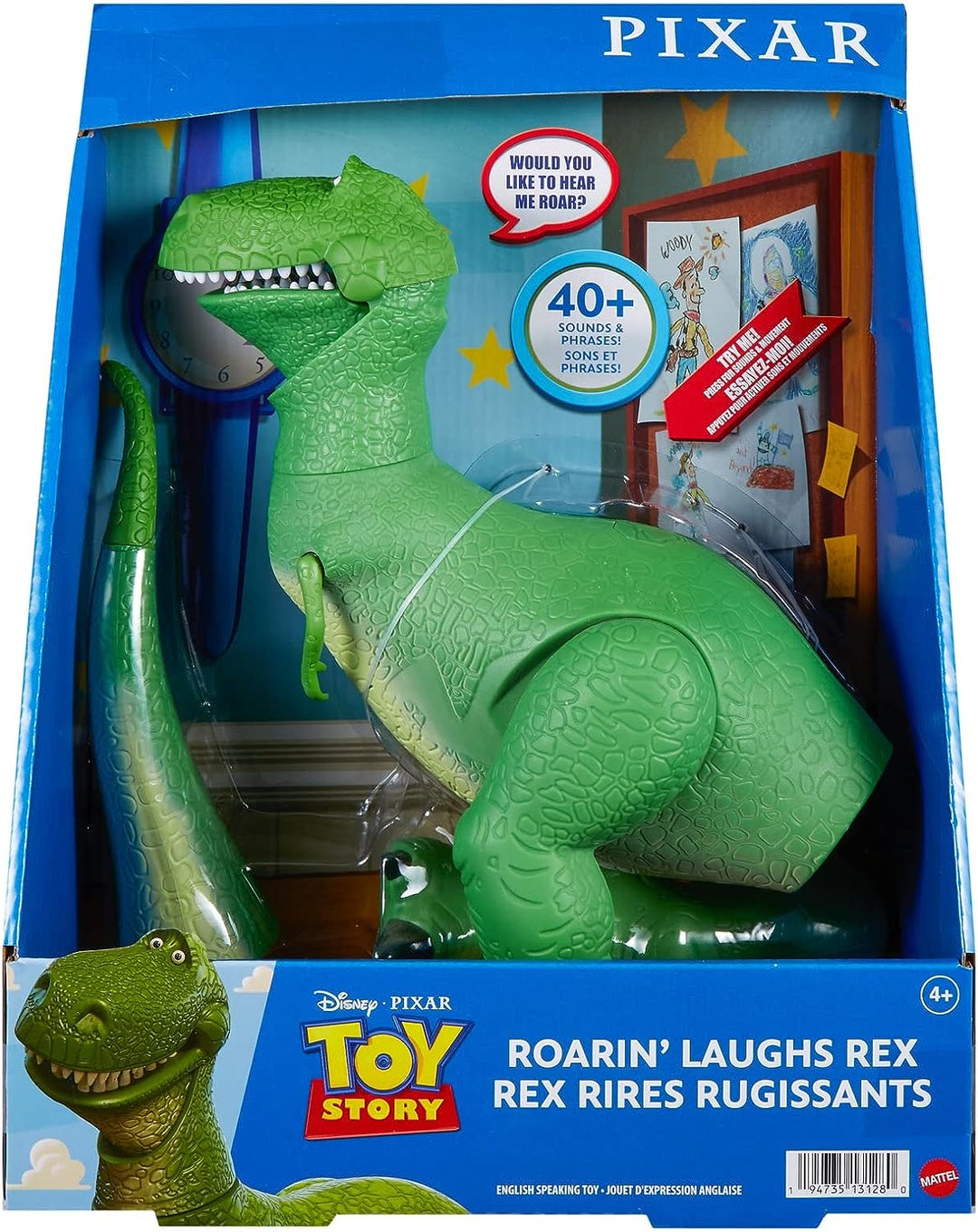 Disney Pixar Toy Story Spielzeug, sich bewegende und sprechende Rex-Dinosaurierfigur, Roarin' Laugh