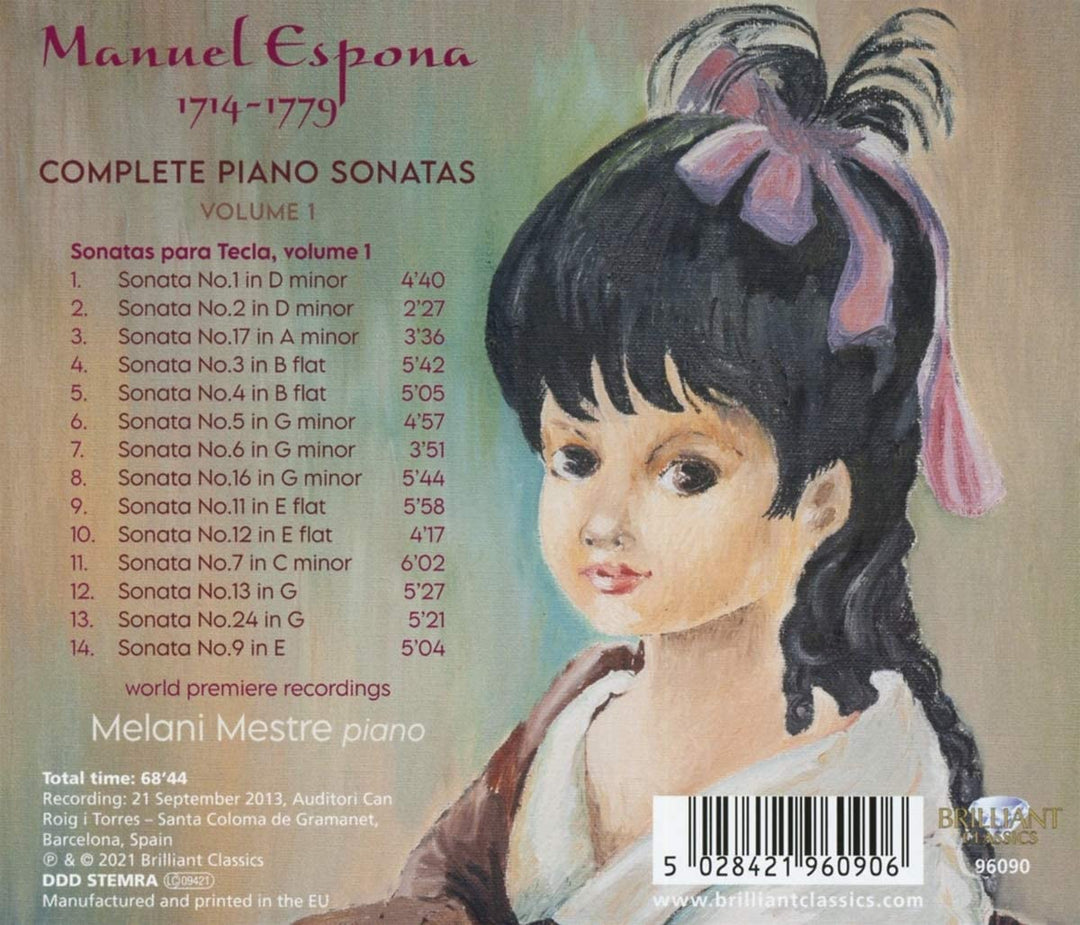 Espona: Sämtliche Klaviersonaten, Band 1 [Audio-CD]