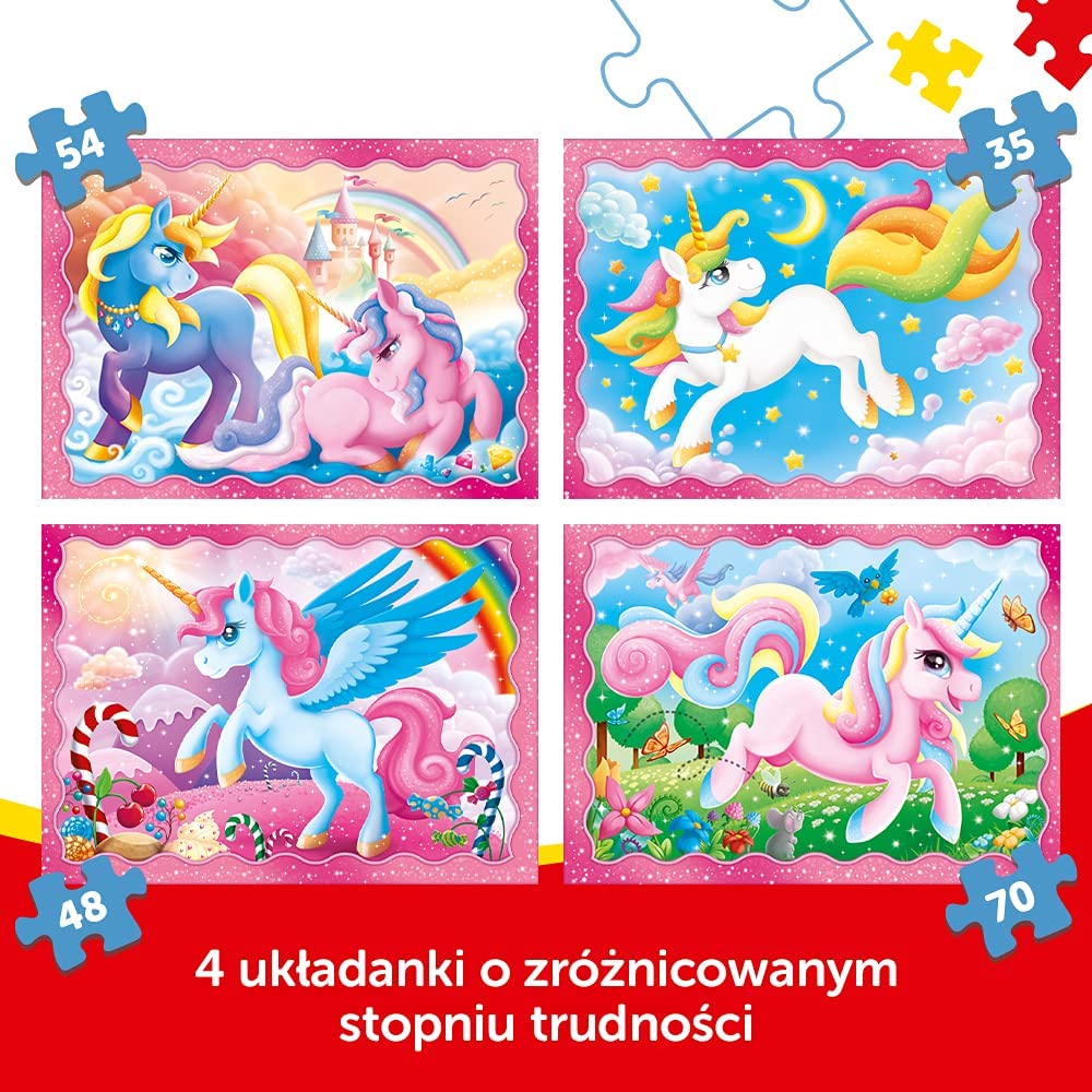 Puzzles mit 35 bis 70 Teilen: 4 Puzzles: Licornes et magie
