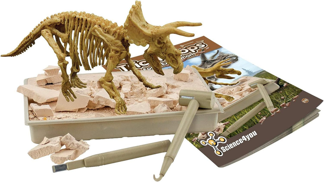 Science4you - Triceratops Fossil Digging Kit for Kids +6 - Excavate and assemble 10 Triceratops Fossiles