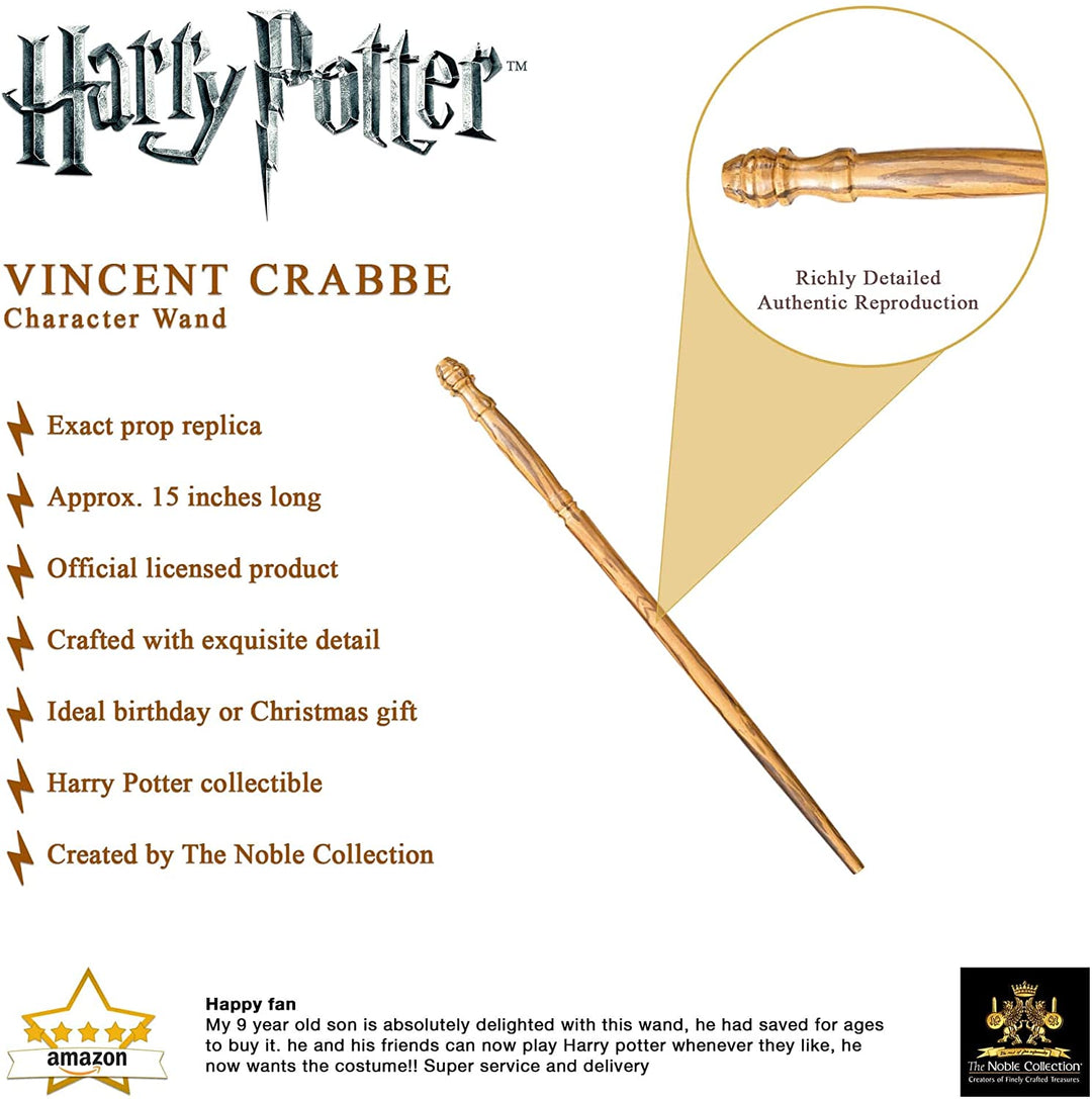 The Noble Collection - Vincent Crabbe Character Wand - 15in (38cm) Wizarding World Wand With Name Tag - Harry Potter Film Set Movie Props Wands