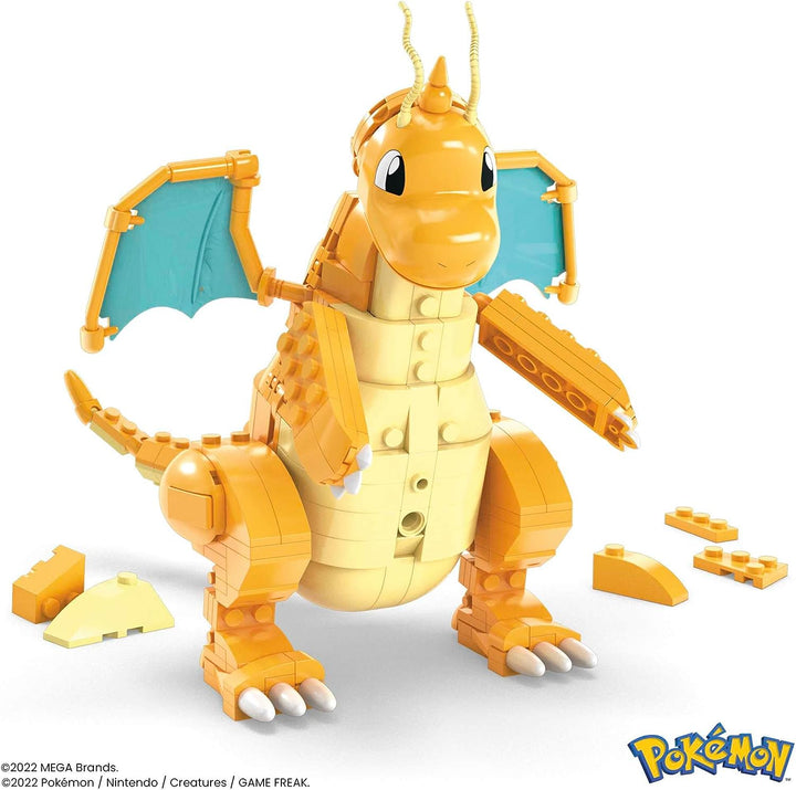 MEGA Pokémon Action Figure Building Toys for Kids, Dragonite with 387 Pieces and Wing Flapping Motion