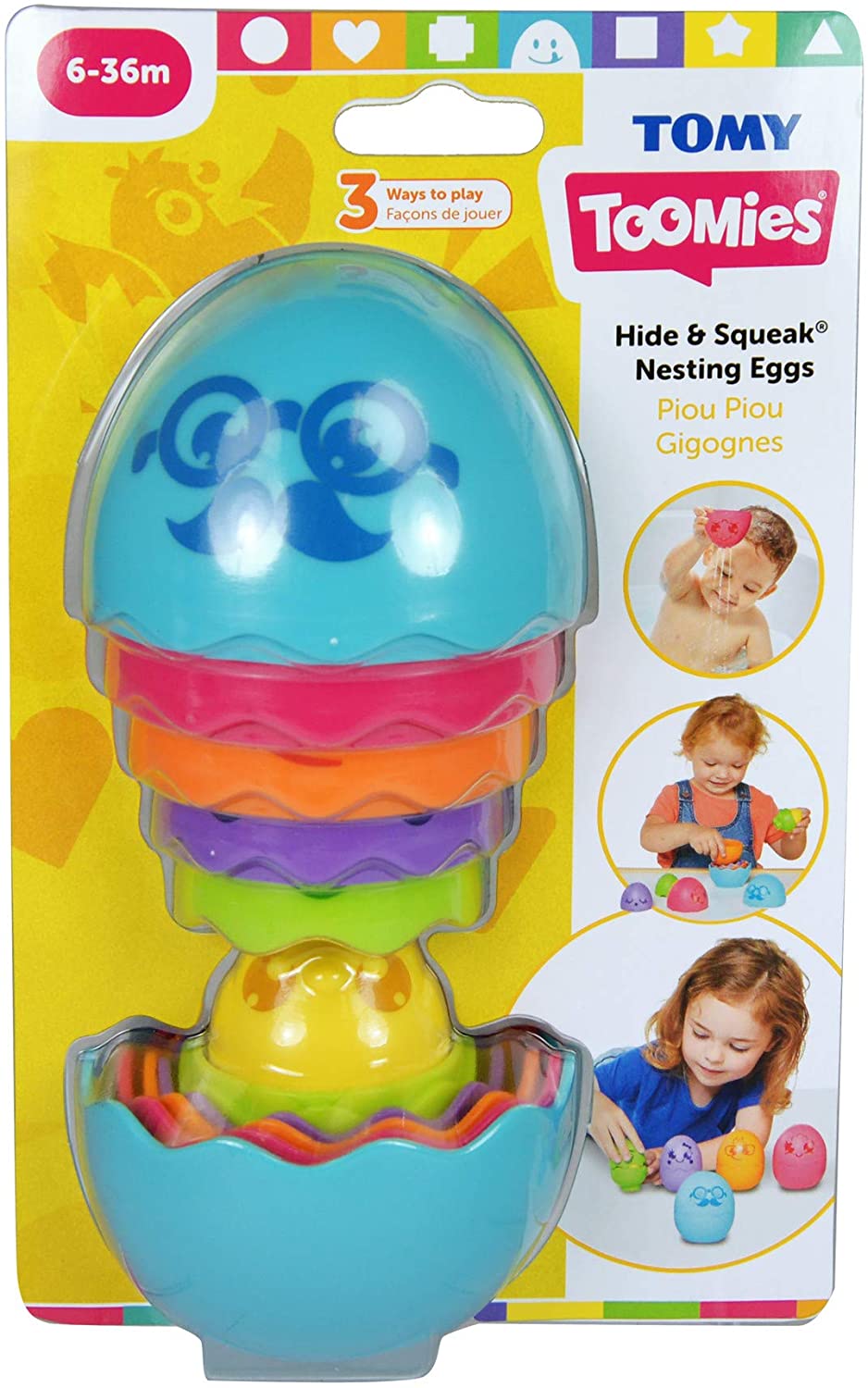 TOMY Toomies Hide and Squeak Nesting Eggs Baby Toy, Educational Shape Sorter with Colours and Sound, Easter Toy for Babies, Toddlers & Little Kids from 6 Months, 1, 2 & 3 Year Olds