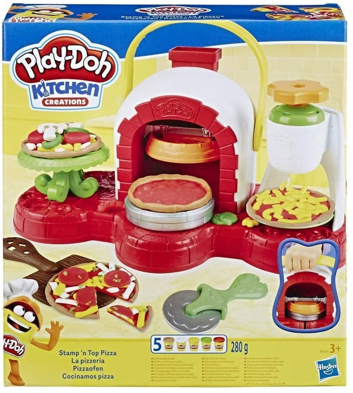 Play-Doh Stamp 'n Top Pizza Oven Toy with 5 Non-Toxic with Sparkle Compound Collection, Multi-olours