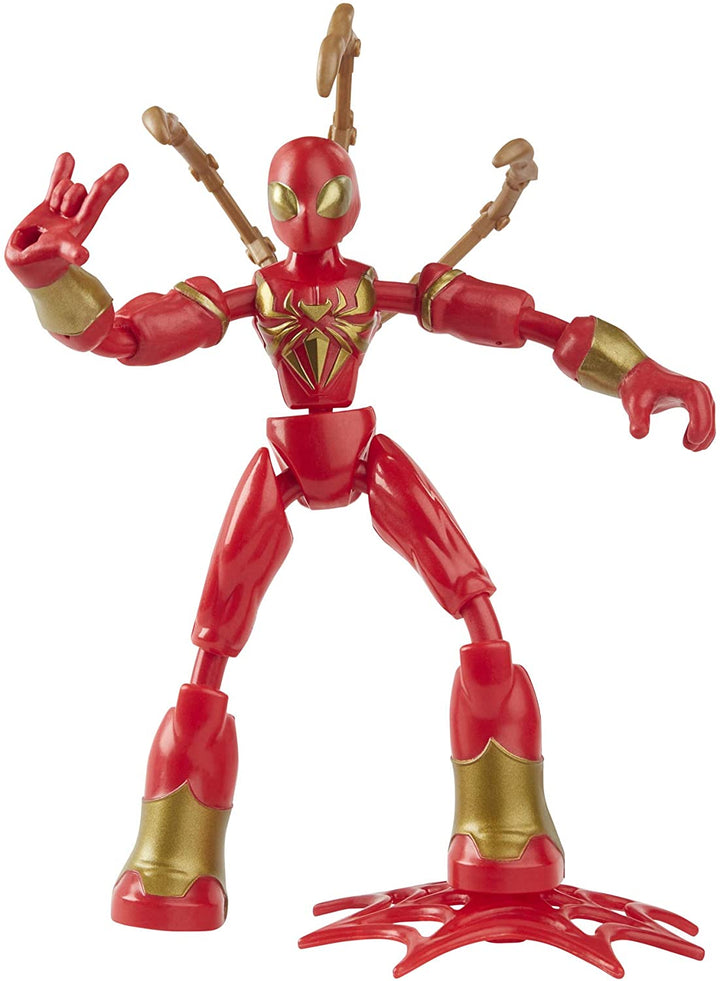 Marvel Spider-Man Bend and Flex Iron Spider Figura de acción de juguete, figura flexible de 6 pulgadas