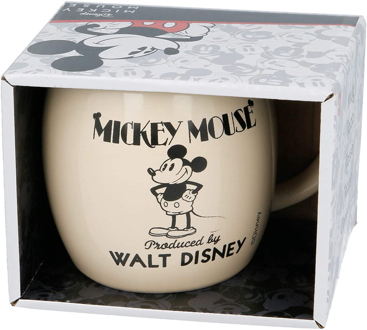 Stor Ceramic Globe Mug 380 ml Mickey 90 Young Adult in Gift Box, Black, Medium