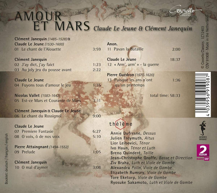 Thélème; Jean-Christoph Graffe - Amour Et Mars: Werke von Le Jeune &amp; Janequin [Audio-CD]
