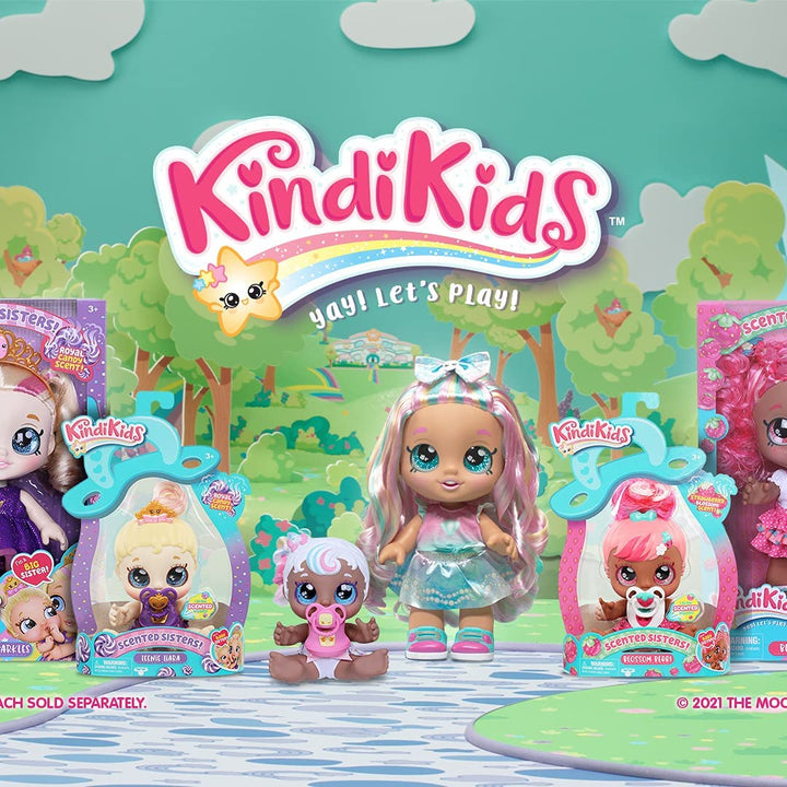 Kindi Kids Pearlina Summer Ice Cream Scented Big Sister, offizielle 10-Zoll-Kleinkindpuppe mit Wackelkopf, großen Glitzeraugen, austauschbarer Kleidung und abnehmbaren Schuhen