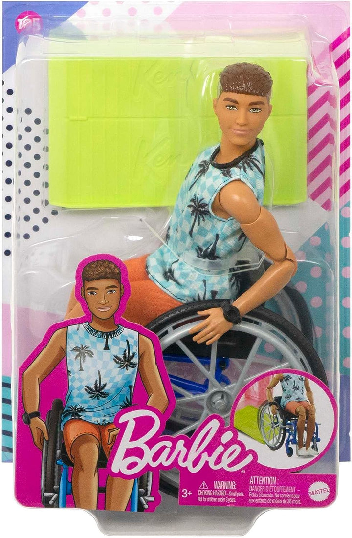?Ken-Puppe mit Rollstuhl und Rampe, Kinderspielzeug, Barbie Fashionistas, Brünette mit