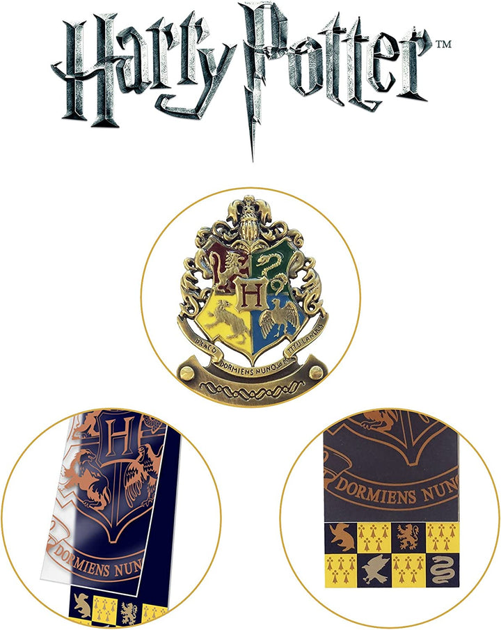 The Noble Collection - Marcapáginas con escudo de Harry Potter Hogwarts, 6.7in (17cm), marcapáginas de PVC y tarjetas de metal fundido a presión