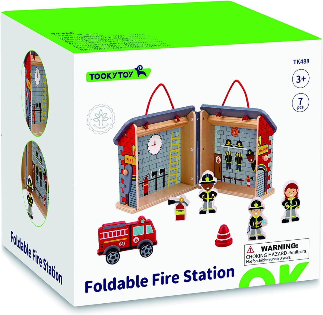 Tooky Toy TK489 Faltbare Feuerwache aus Holz