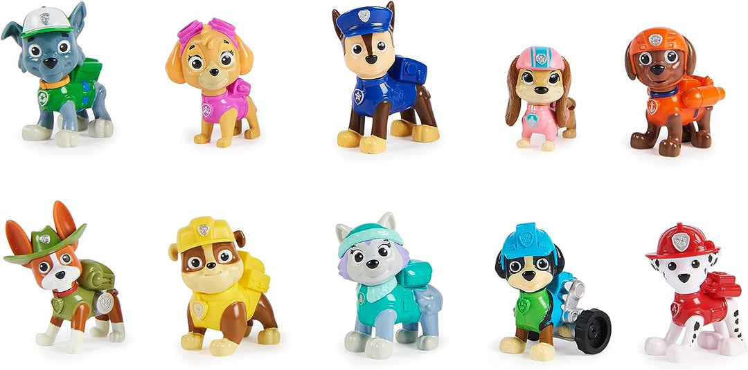 Paw Patrol, 10. Jubiläum, All Paws On Deck Spielzeugfiguren, Geschenkpackung mit 10 farbigen Figuren