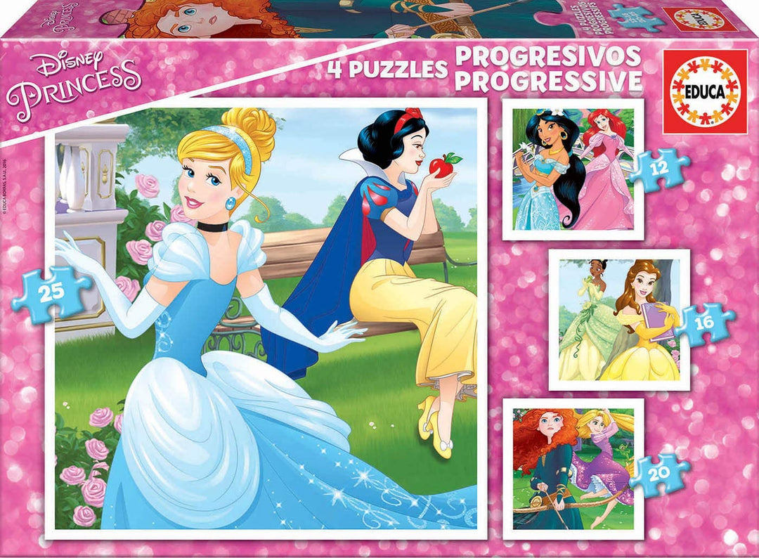 Educa 17166 Progressive Puzzle Disney Princess 12 + 16 + 20 + 25