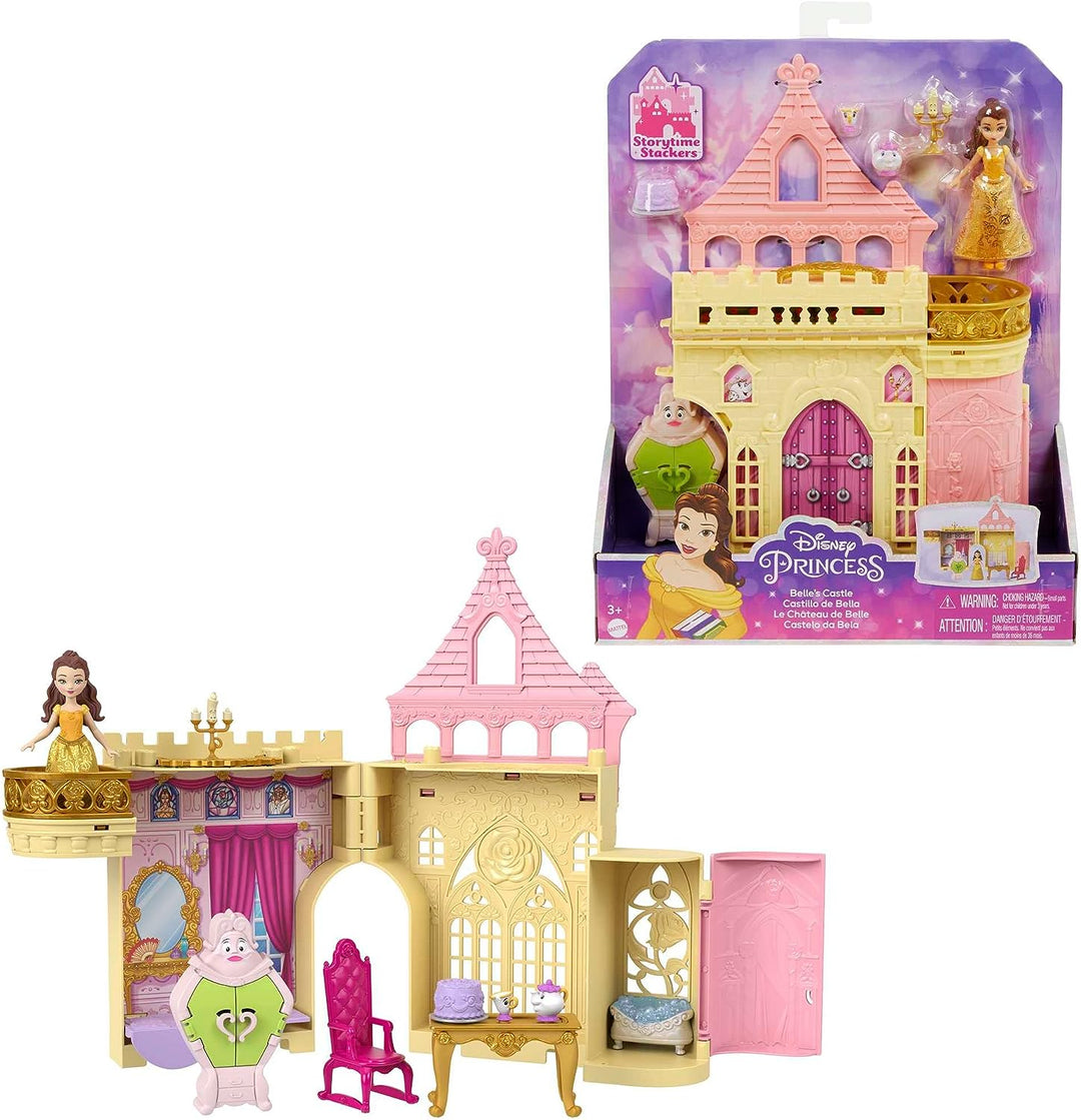 Disney Princess Toys, Belle Stackable Castle Doll House Playset with Small Doll