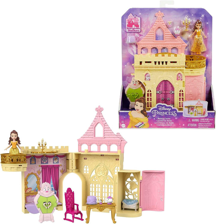 Disney Princess Toys, Belle Stapelbares Schloss-Puppenhaus-Spielset mit kleiner Puppe