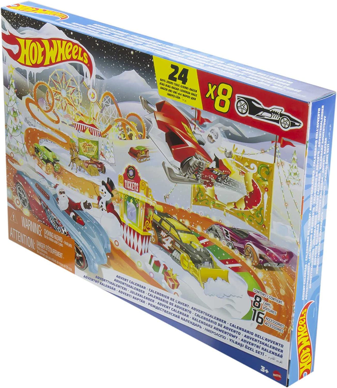 Hot-Wheels-Adventskalender, 8 Hot-Wheels-Spielzeugautos mit Feiertagsmotiv und verschiedenes A