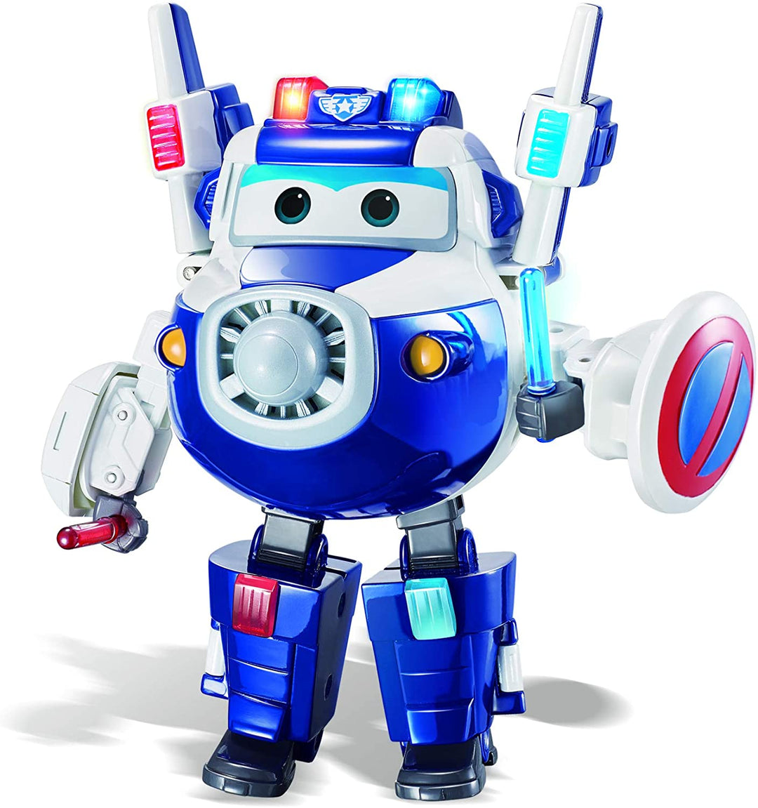 Super Wings EU740925 Paul (Supercharged) Deluxe Transforming Character with Lights and Sounds, Blue