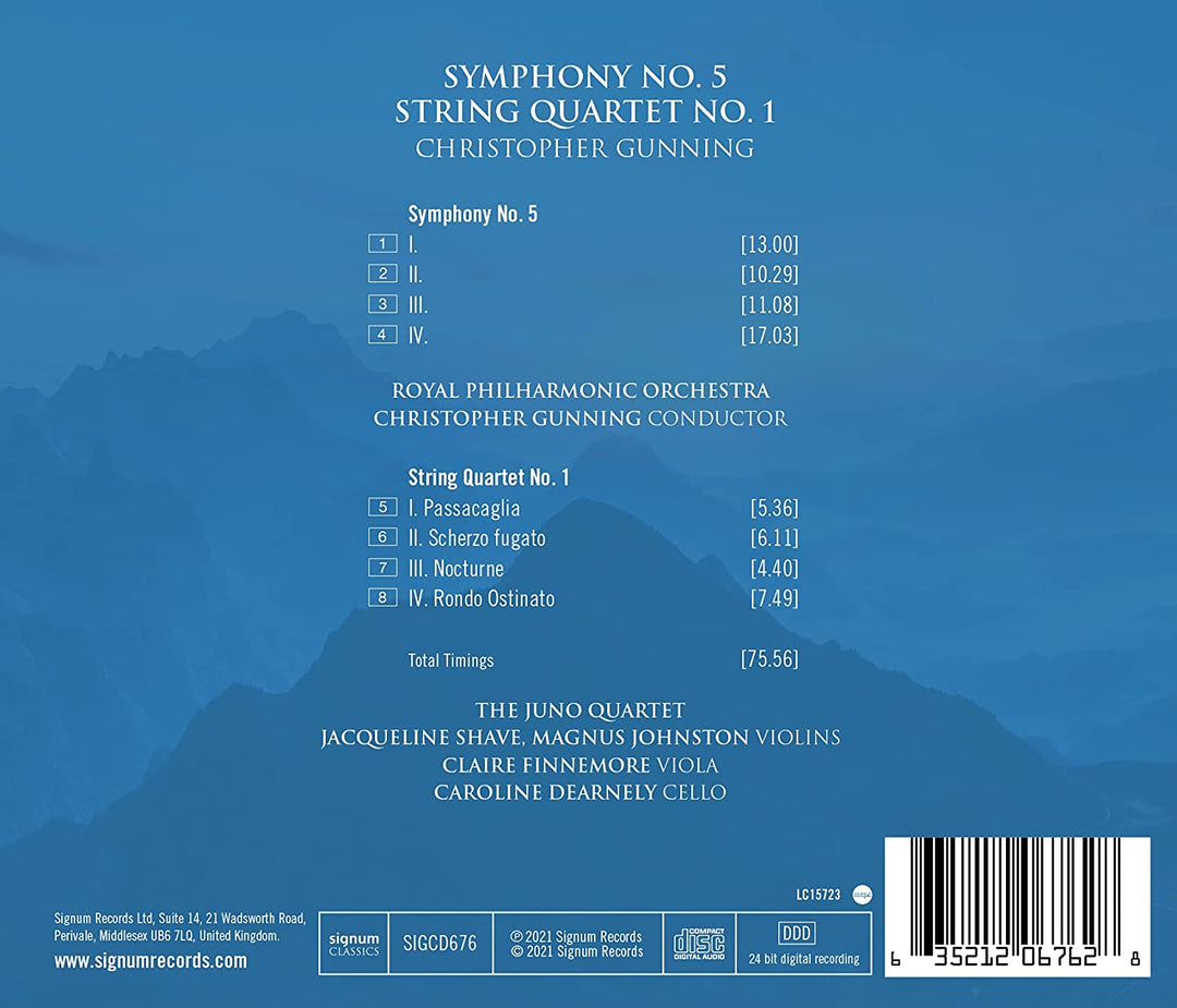 Gunning, Christopher - Christopher Gunning: Sinfonie Nr. 5/Streichquartett Nr. 1 [Audio CD]
