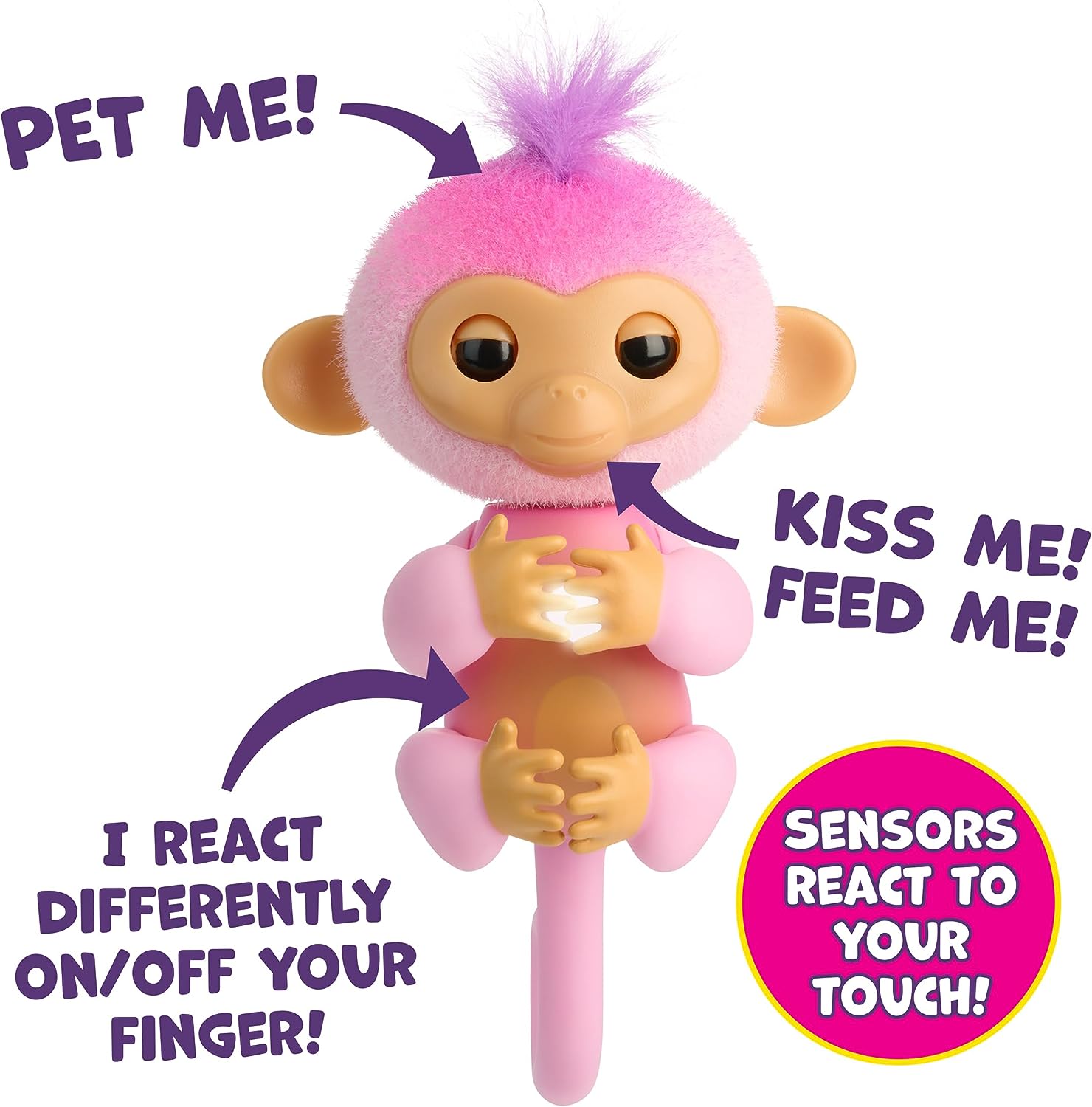 Fingerlings Monkey Pink - Harmony Interactive Baby Monkey with 70+ Sounds & Reactions 8