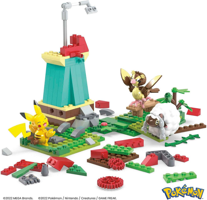 ?MEGA Pokémon Bauspielzeug für Kinder, ländliche Windmühle mit baubarem Pikachu, P