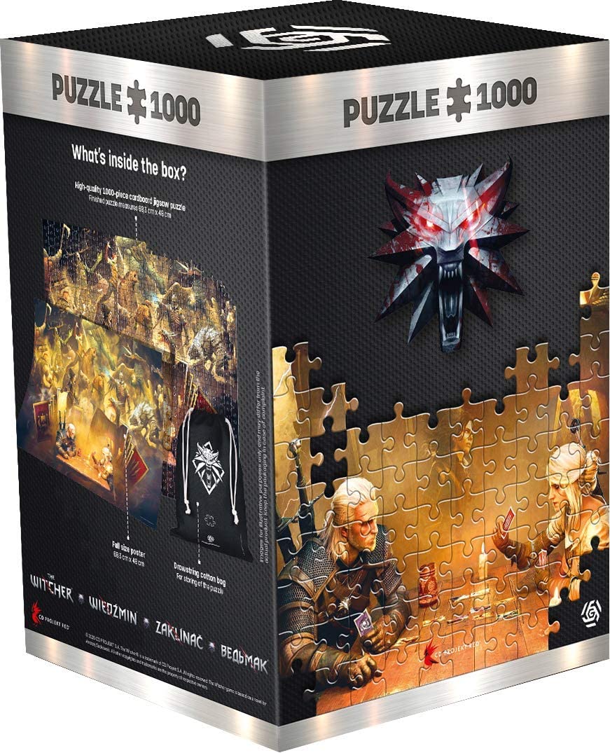 Good Loot The Witcher Playing Gwent – ​​1000 Teile Puzzle 68 cm x 48 cm | inklusive Poster und Tasche | Spielgrafiken für Erwachsene und Jugendliche