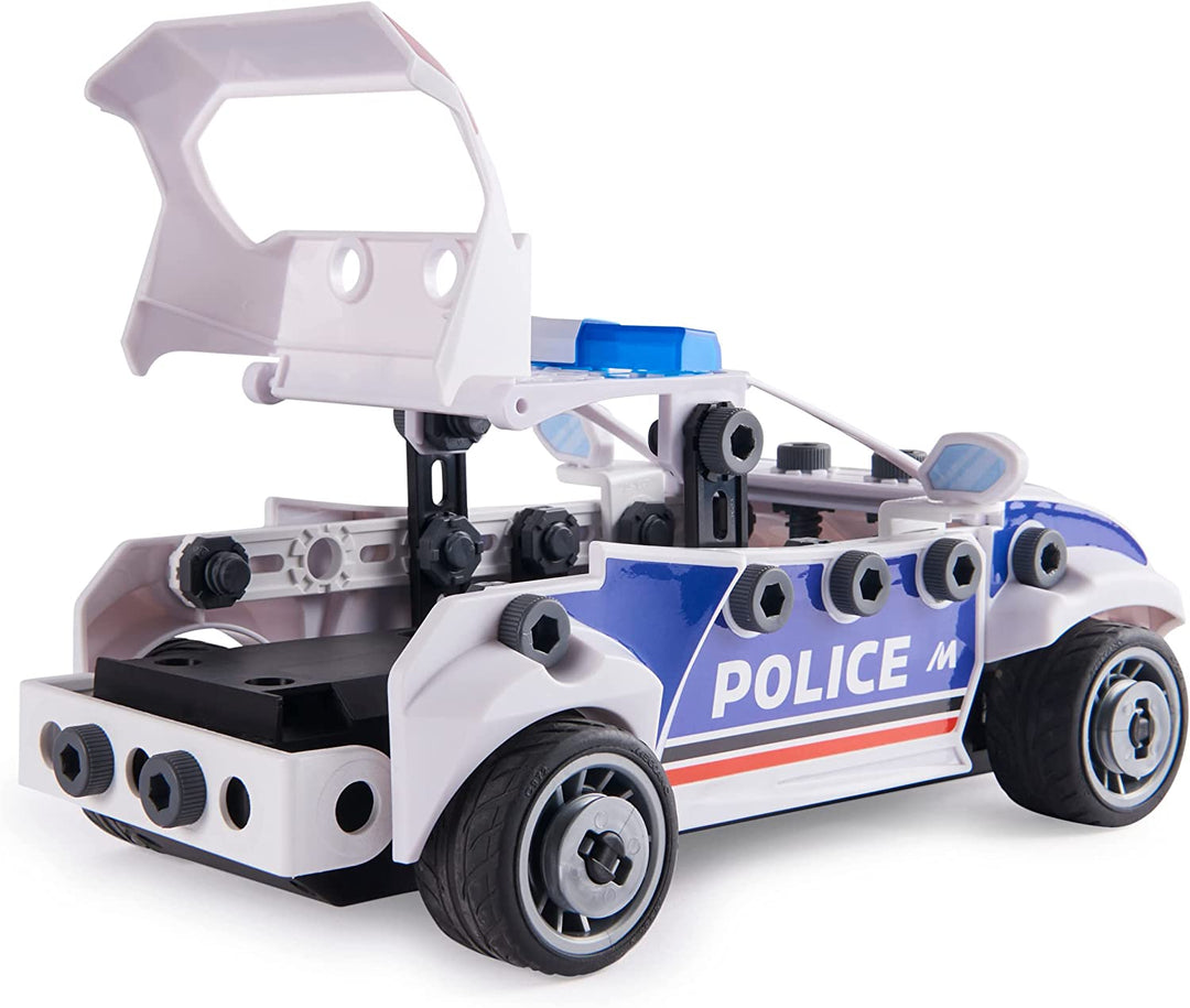 Meccano Junior, RC Police Car with Working Boot and Real Tools, Toy Model Buildi Kit