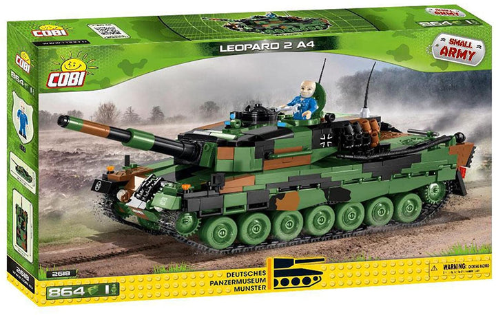 COBI 2618 Small Army - Leopard 2A4 Construction Toys, Green, Brown, Black