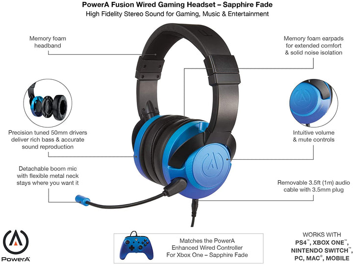 FUSION Gaming-Headset/Kopfhörer für Xbox, PS4, Nintendo Switch, PC, Mac, Mobilgerät