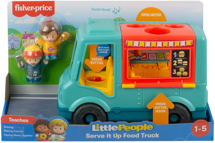 Fisher-Price GYF65 Little People Serve It Up Burger Truck, Mehrfarbig, 17,8 cm*2