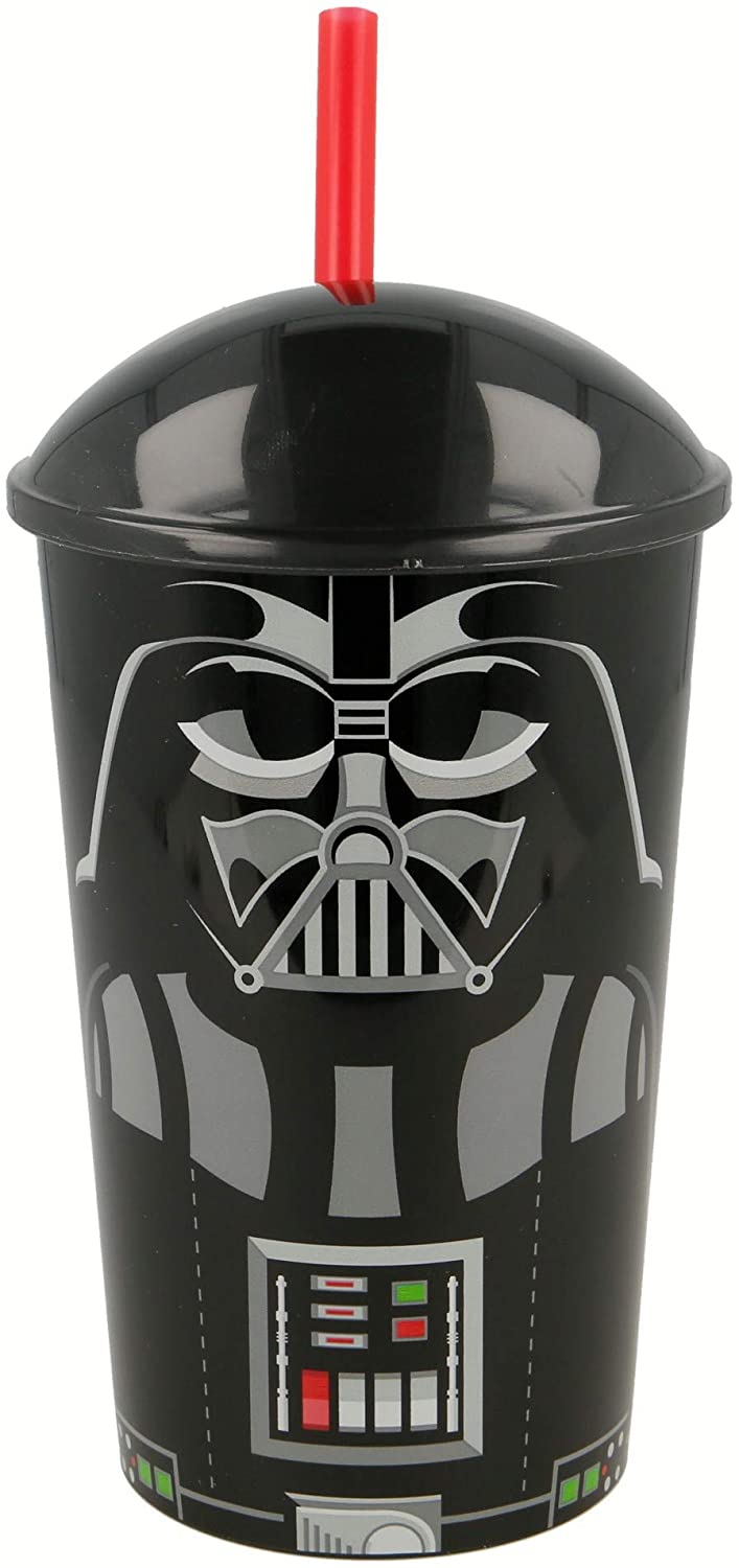 Lizenzierte Trinkgläser mit Strohhalmen (Star Wars – Darth Vader)