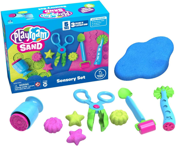 Learning Resources Playfoam Sand Sensory Set, Play Sand Toy with 3 Colours and 5 Tools
