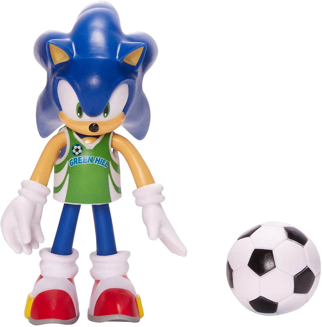 Sonic The Hedgehog 4-Inch Sonic figura di azione giocattolo da collezione con pallone da calcio