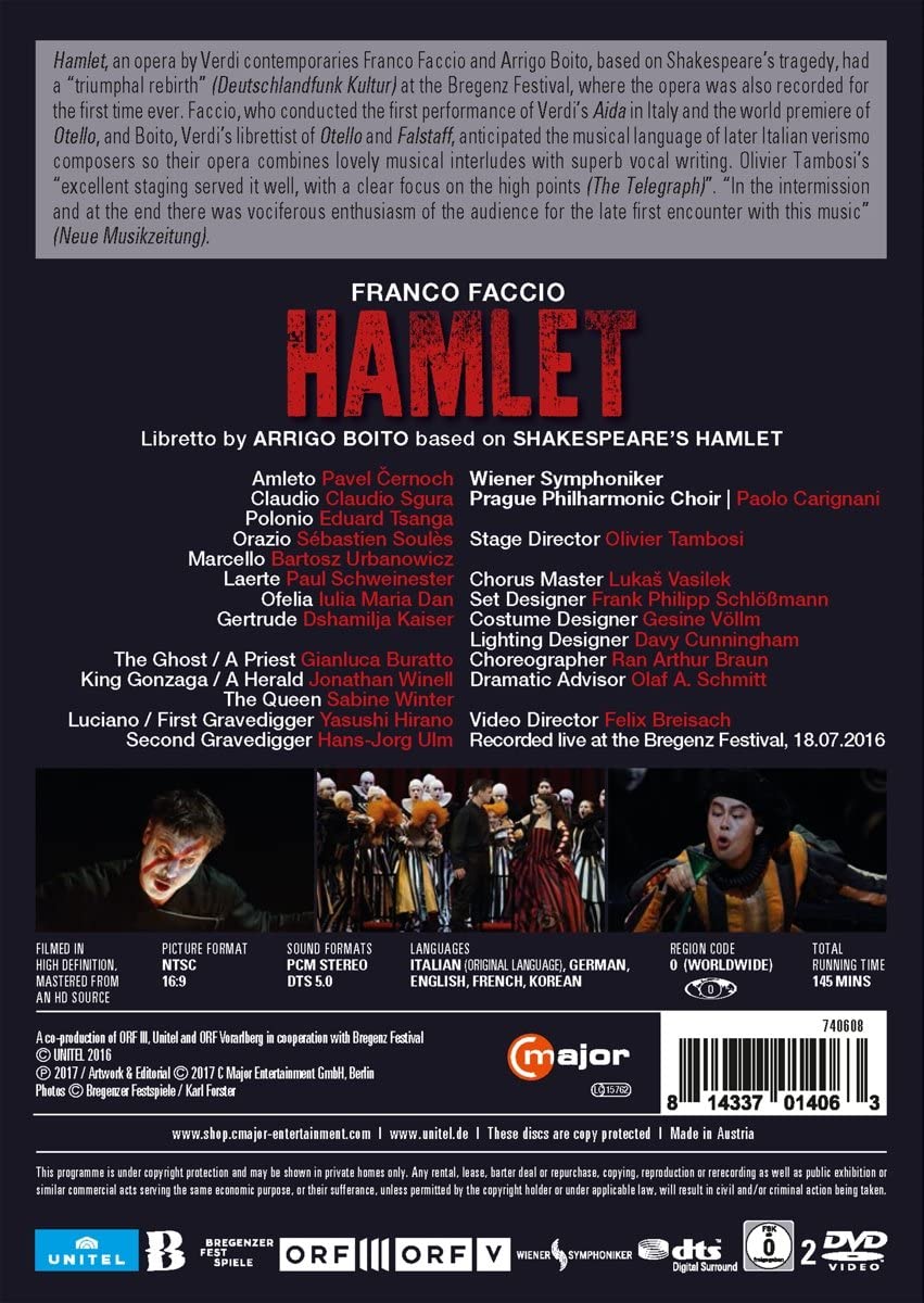 Franco Faccio: Hamlet [Pavel Ernoch; Claudio Sgura; Julia Maria Dan; Chor der Prager Philharmonie; Wiener Symphoniker; Paolo Carignani] [C Major Entertainment: 740608] [Region 1] [2017] [DVD]