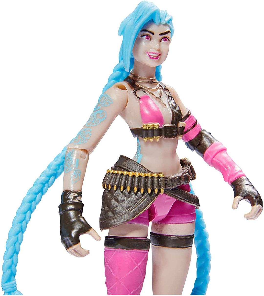 League of Legends, Official 4-Inch Jinx Collectible Figure with Premium Details and 2 Accessories