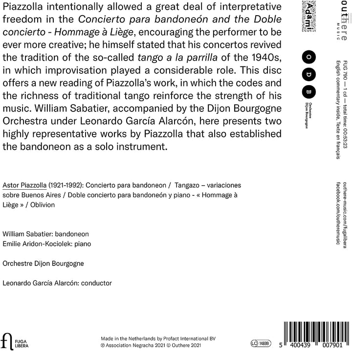 William Sabatier - Piazzolla: Concertos [Audio CD]
