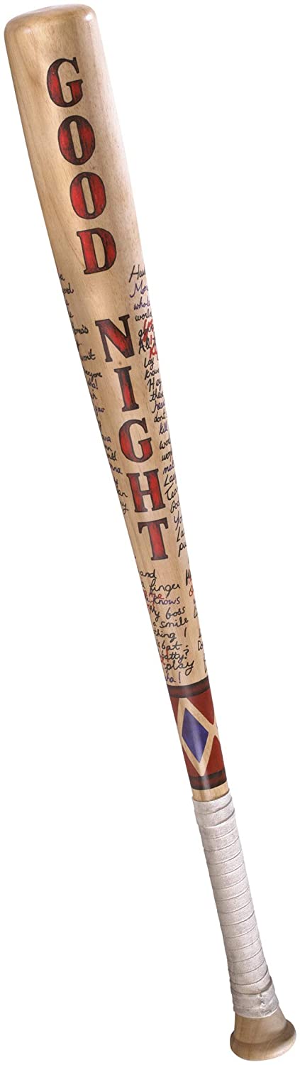The Noble Collection Harley Quinn Baseball Bat Officially Licensed - Suicide Squad Prop Replica - Full Size 31.5in (80cm) Solid Wooden Baseball Bat