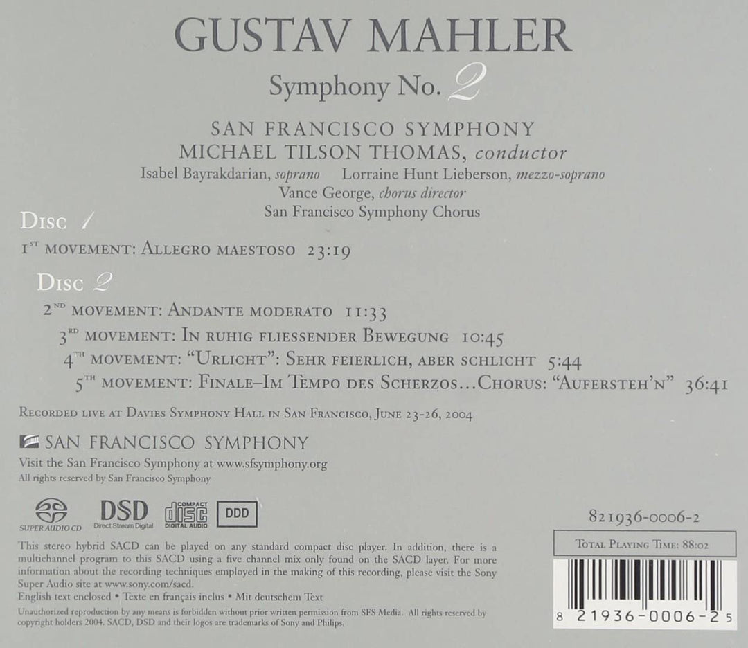 Sinfonie Nr. 2 in c-Moll „Auferstehung“ [Audio CD]