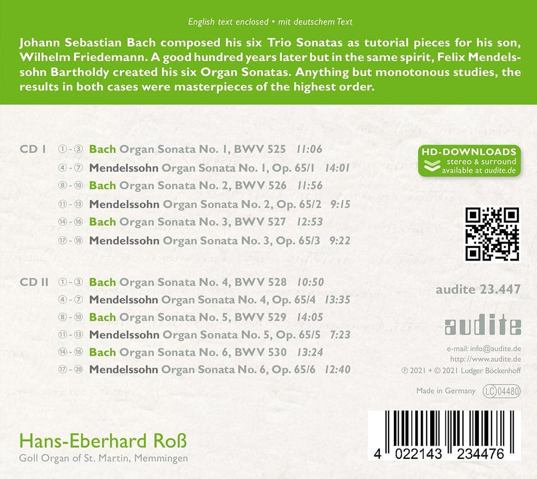 Bach; Mendelssohn - Die Orgelsonaten [Audio CD]