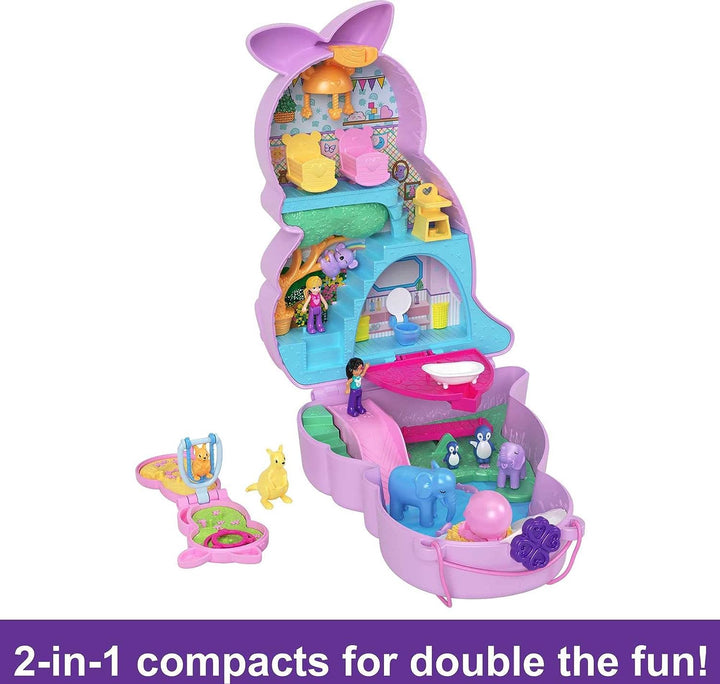 ?Polly Pocket Mini Toys, Mama und Joey Känguru-Geldbörse, 2-in-1-Kompaktspielset mit