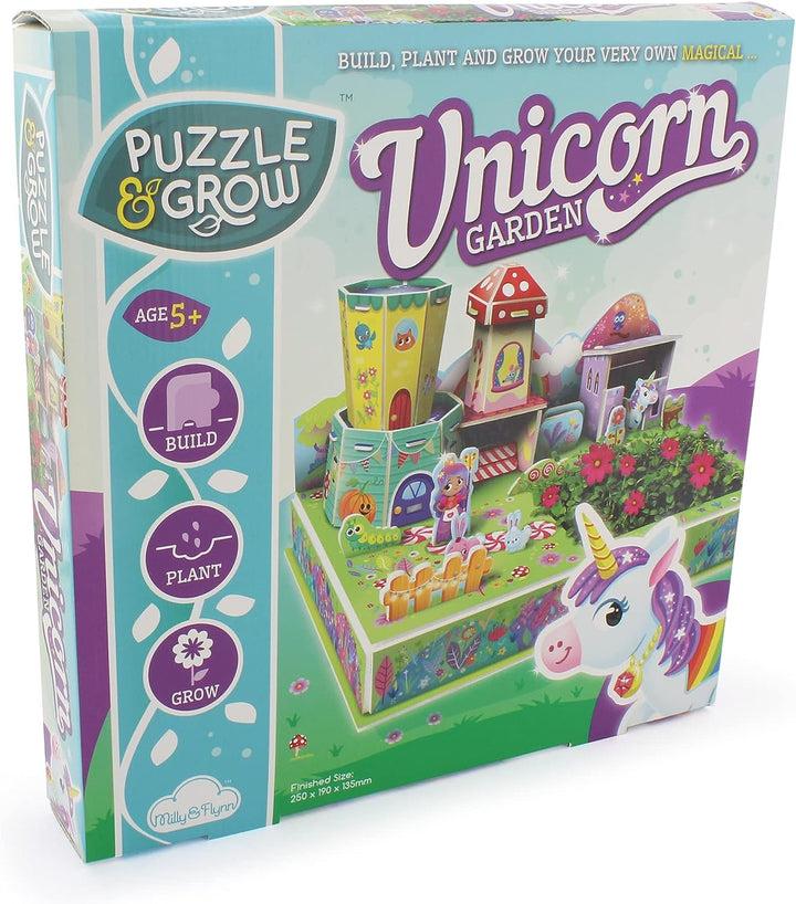 Milly &amp; Flynn Einhorn-Garten-Pflanzset – 3D-Puzzle bauen, pflanzen und wachsen – wachsen