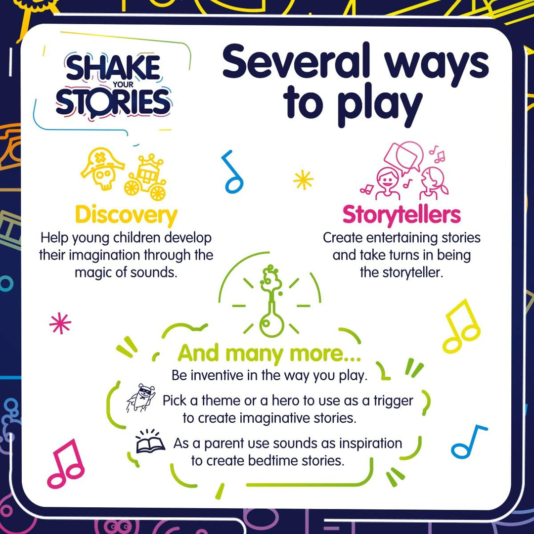 TOMY Games T73451 Shake your Stories, Familienspiel für 2+ Spieler, Brettspiel für