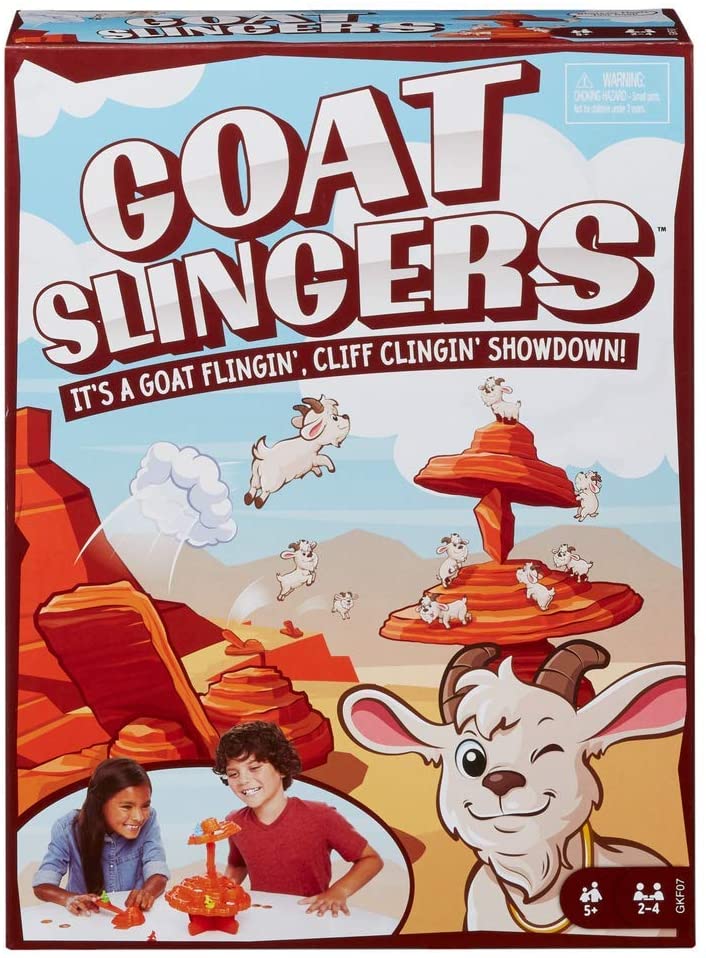 Mattel Games Goat Slingers Kinderspel met Cliff Tower en launcher voor kinderen van 5 jaar en ouder GKF07