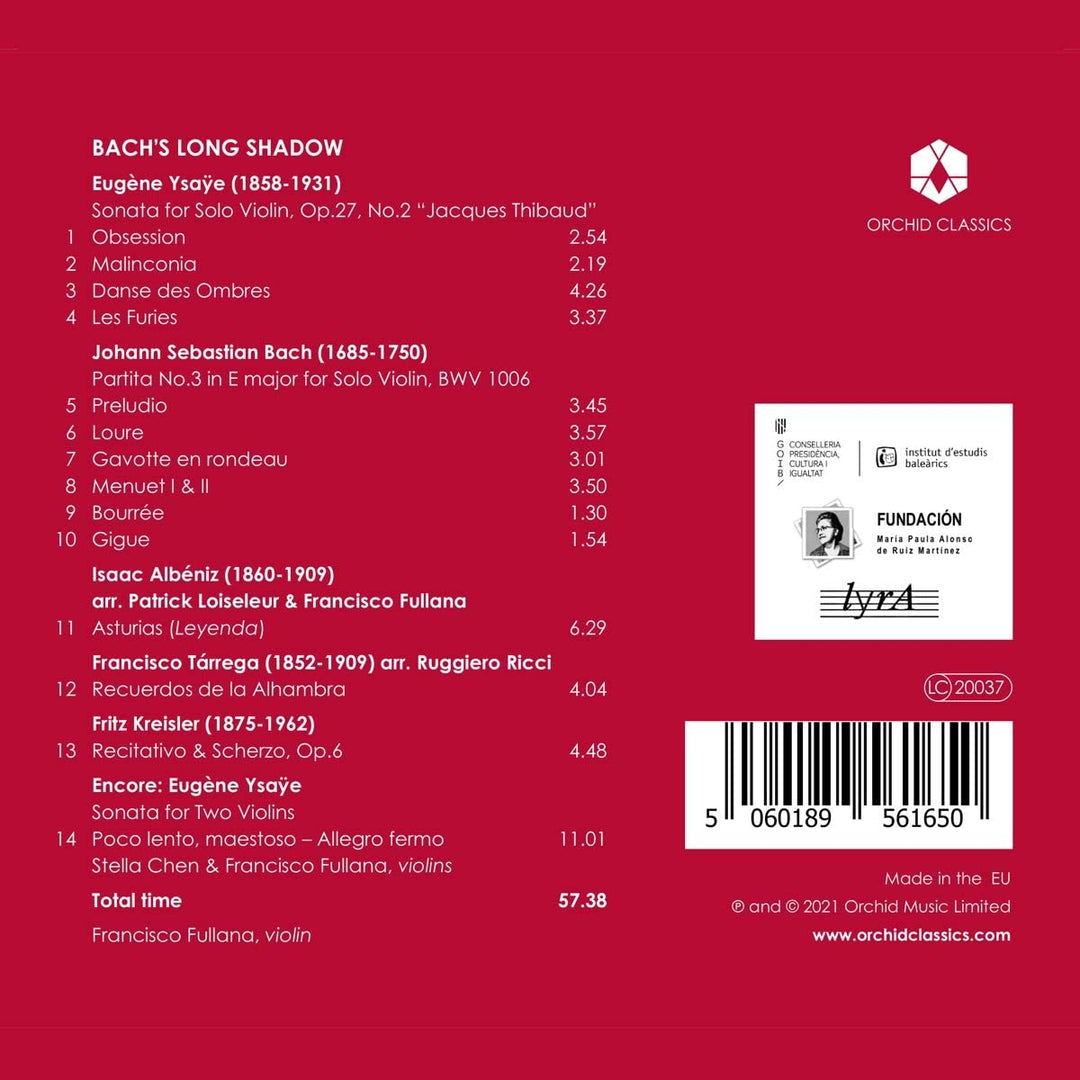 Bachs Long Shadow [Francisco Fullana; Stella Chen] [Orchid Classics: ORC100165] [Audio CD]