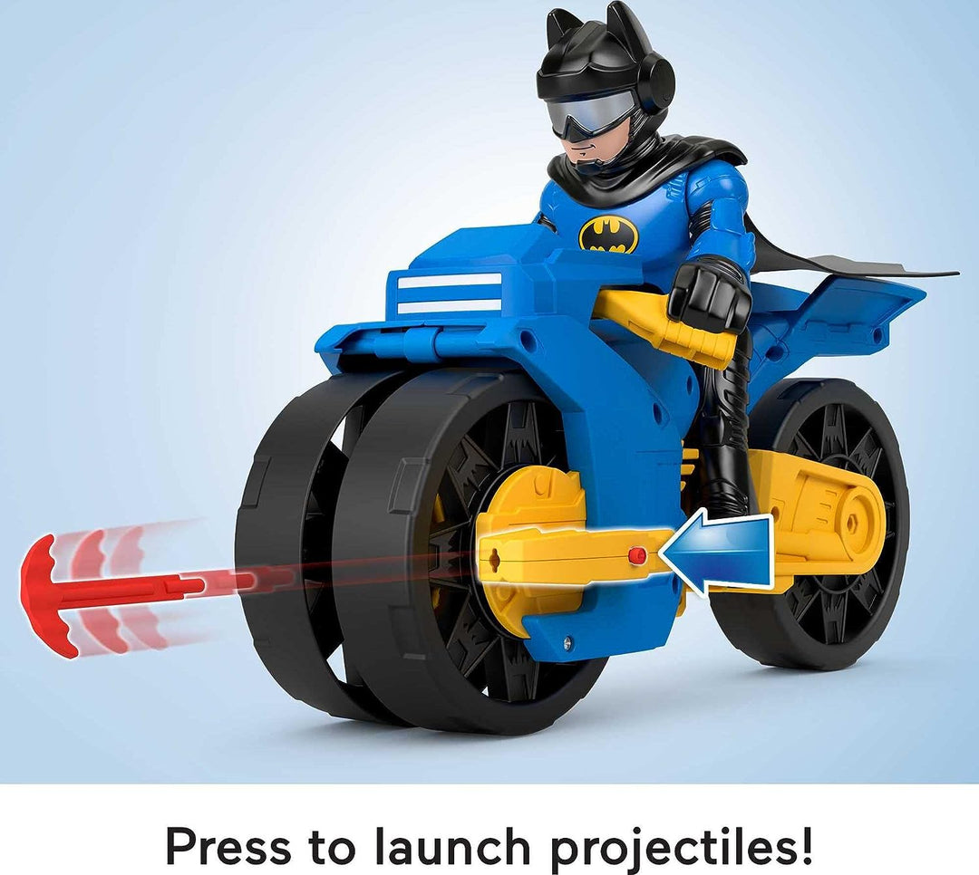 Imaginext DC Super Friends Batman-Spielzeug, XL-Batcycle mit Projektilwerfer und