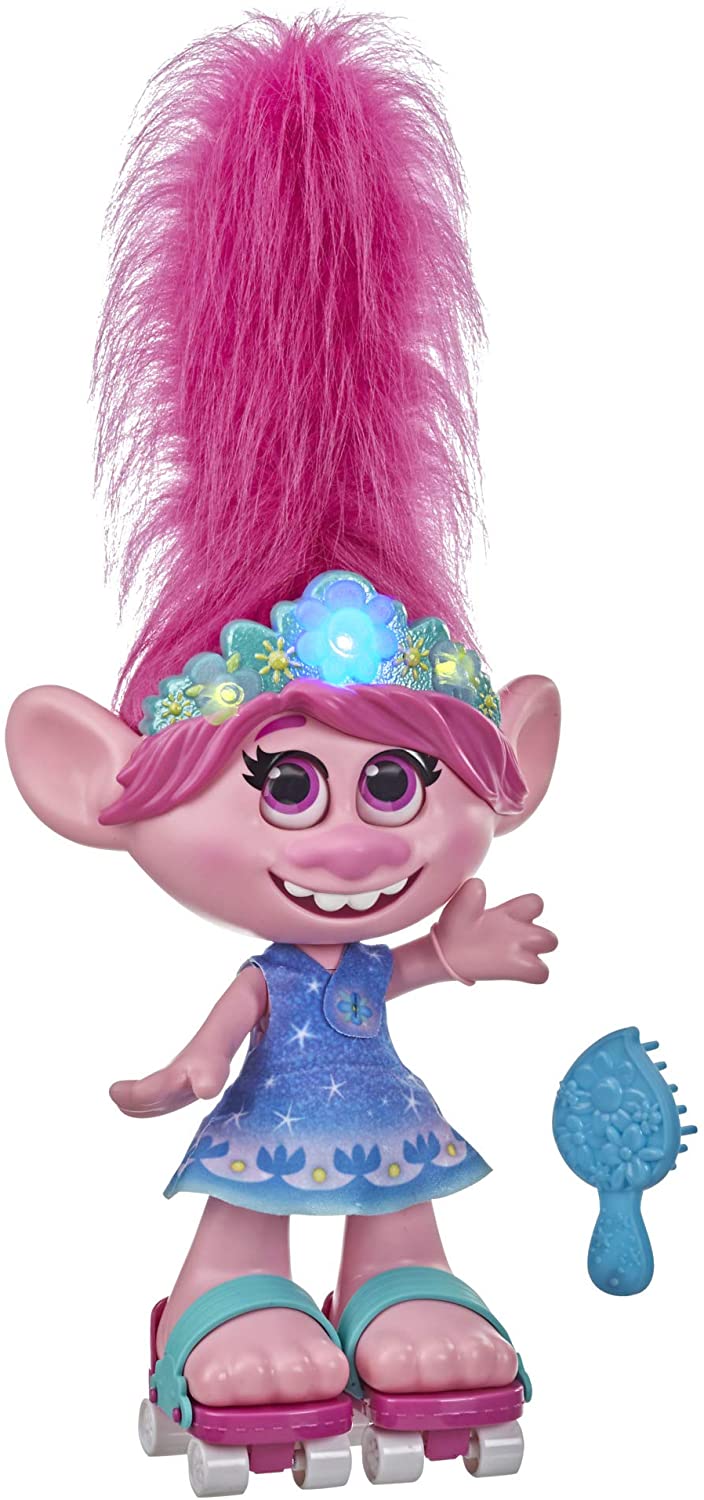 DreamWorks Trolls World Tour Dancing Hair Poppy Poupée interactive parlante et chantante avec mouvement