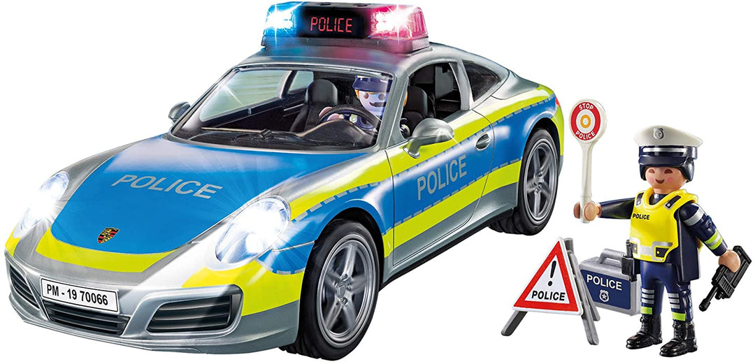 Playmobil 70066 Porsche 911 Carrera 4S Voiture de Police avec Lumières et Sons