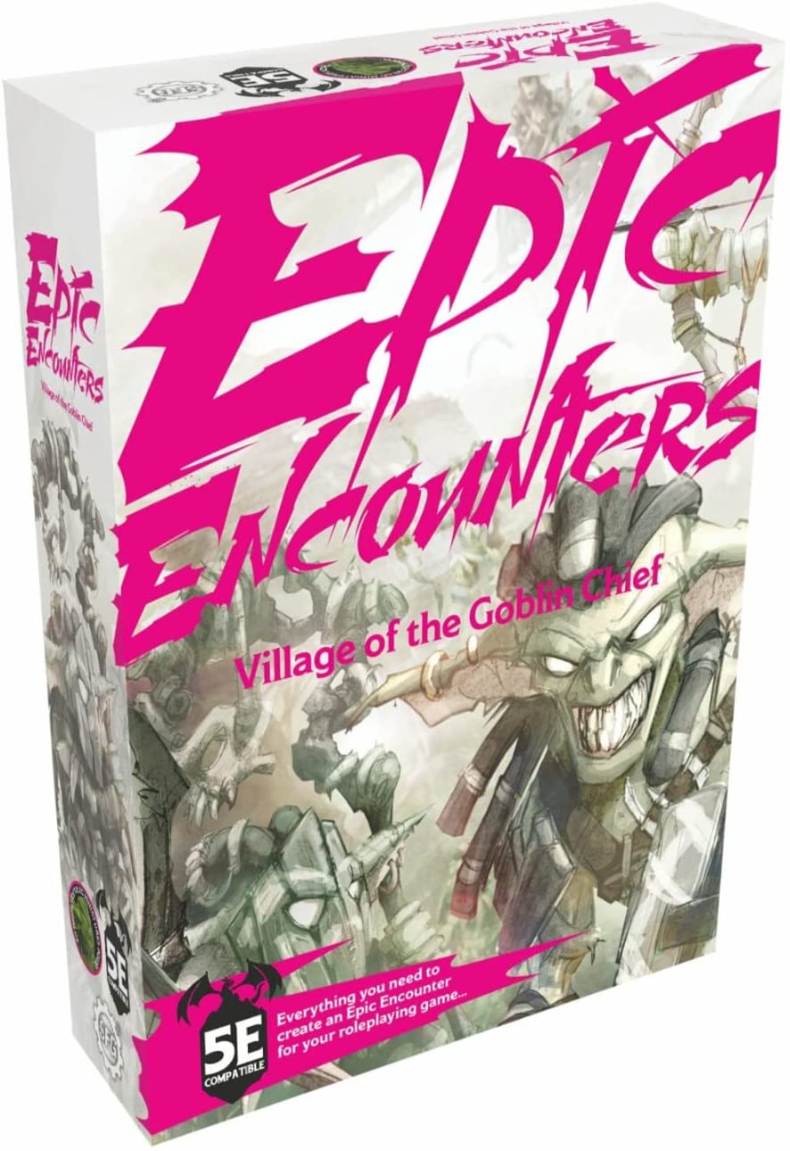 Epic Encounters: Village of the Goblin Chief - RPG Fantasy, Tabletop Game with 20 Goblin Miniatures, Double-Sided Game Mat, & Game Master Adventure Book with Monster Stats, SFEE-006